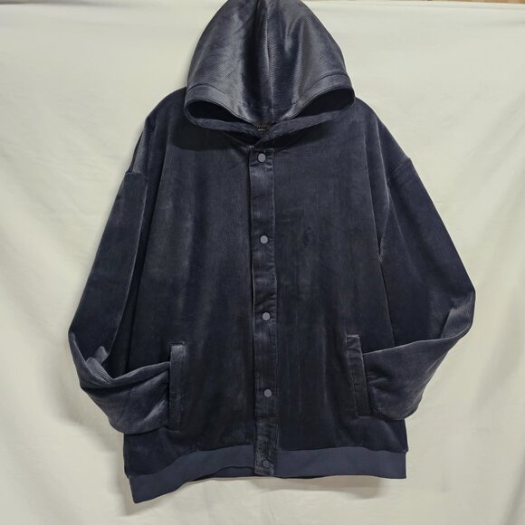 Marine Layer Cord Velour Snap Hoodie Jacket Men Size XL Gray/Charcoal - Picture 8 of 15